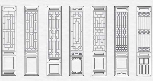 定兴常用中式仿古花窗图案隔断设计图